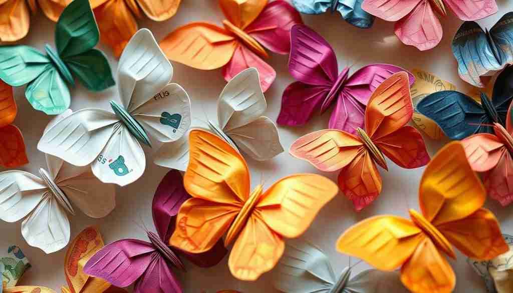 Geldschein-Origami Schmetterling Variationen Geldschein-Origami Schmetterling Variationen