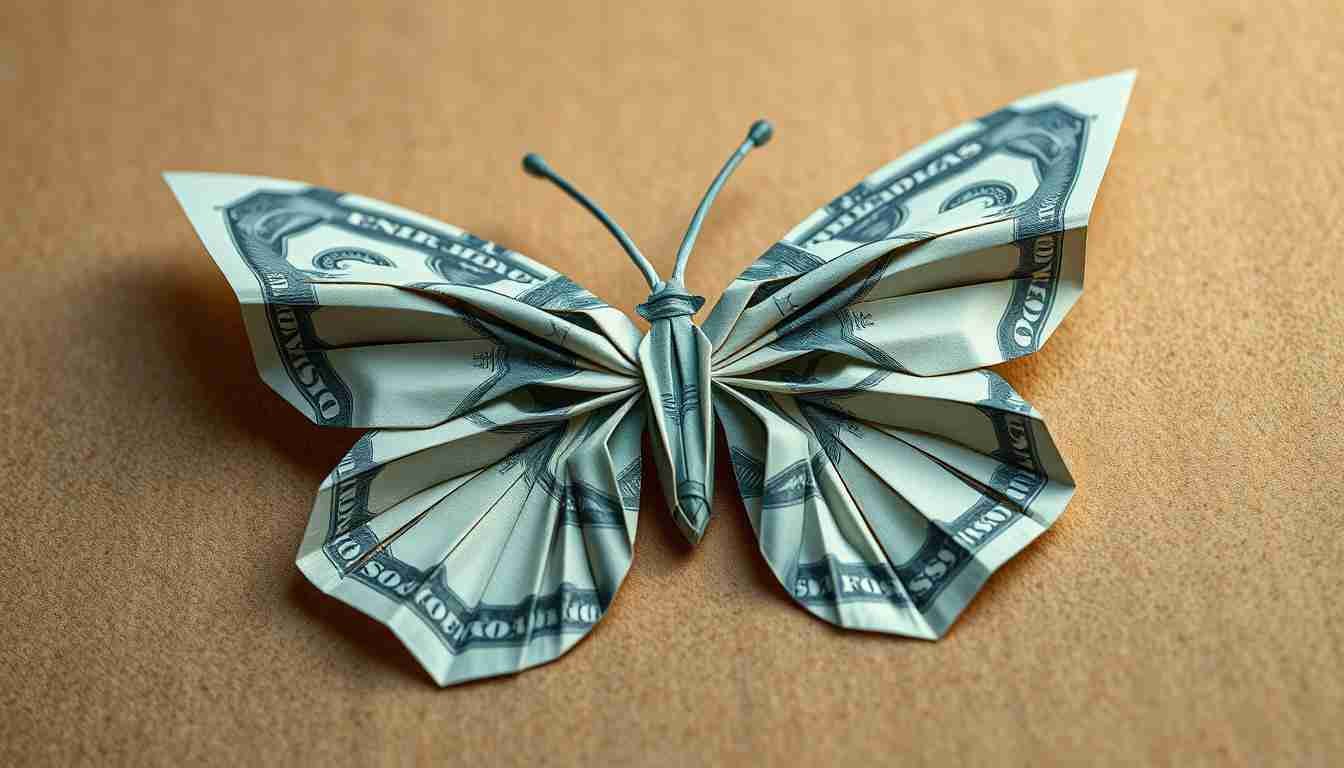 Geldschmetterling Origami Technik