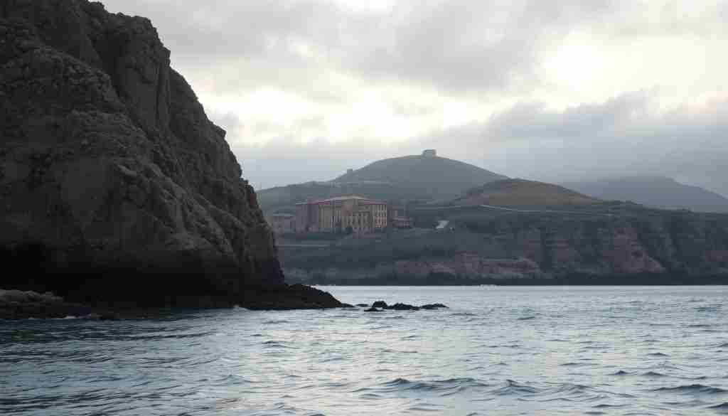 A serene coastal landscape on the island of Malta, shrouded in the gentle hues of a November afternoon. Rugged cliffs rise up from the rocky shoreline, their weathered faces glistening with droplets of recent rainfall. Wispy clouds drift across a softly muted sky, casting a diffuse, ambient light over the scene. In the middle ground, a cluster of traditional Maltese houses nestle into the undulating terrain, their warm-toned facades a subtle contrast to the cool, overcast atmosphere. In the foreground, the calm, steel-gray waters of the Mediterranean lapping at the shore, rippling softly in the light breeze. An atmosphere of tranquil melancholy, as Malta's typically sunny climate gives way to the muted tones of the transitional season.