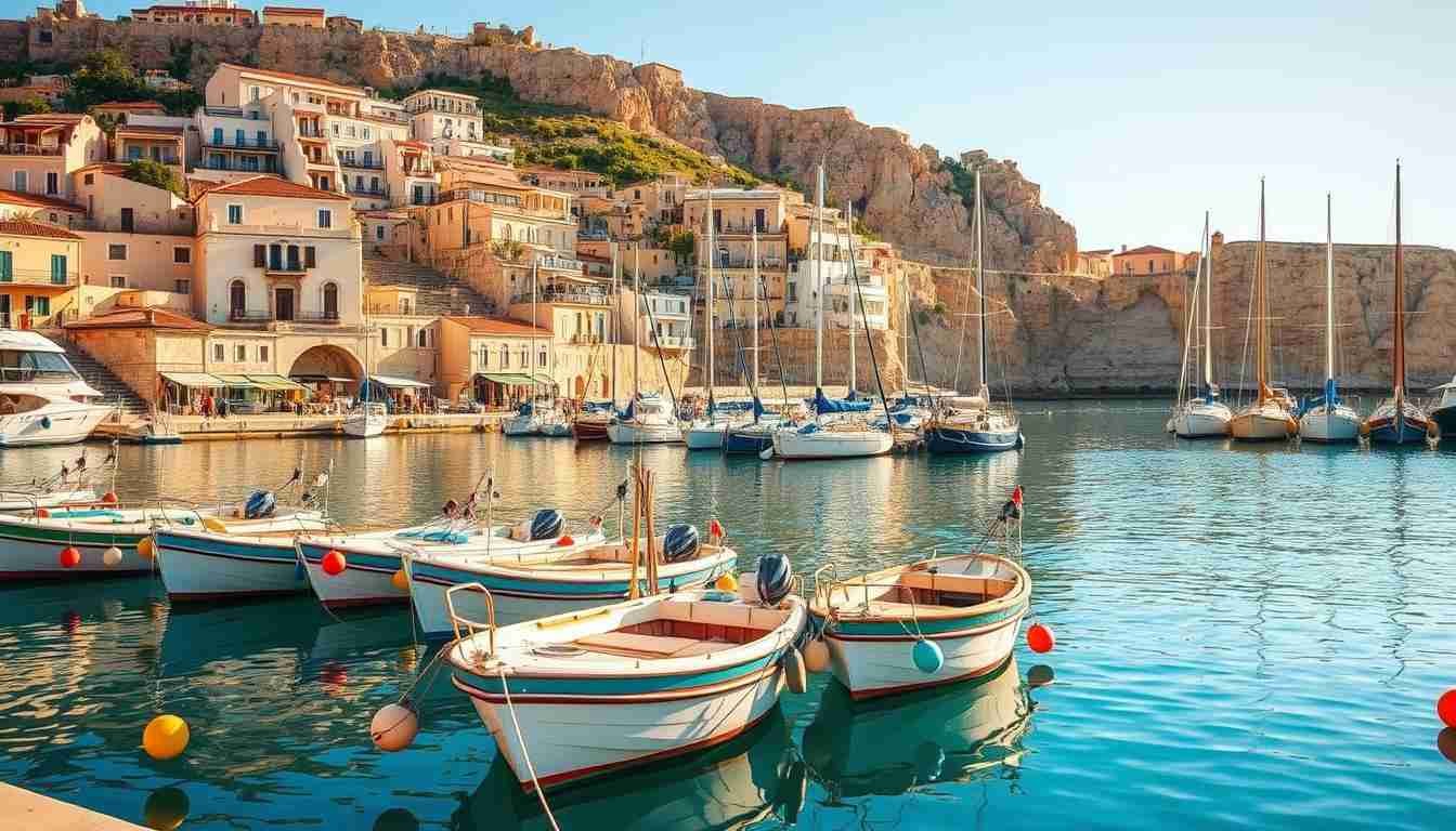 Bunte Luzzu-Boote im Hafen von Marsaxlokk