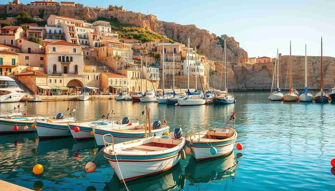 Bunte Luzzu-Boote im Hafen von Marsaxlokk