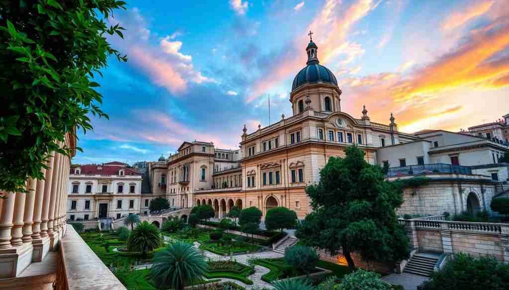 Ein Bild von Valletta mit seinen historischen Gebäuden und malerischen Gärten