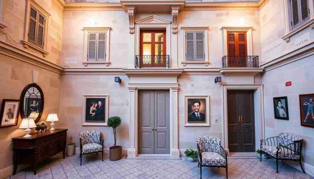 Ein Bild von einem historischen Palazzo in Valletta, der zu einem Boutique-Hotel umgebaut wurde.